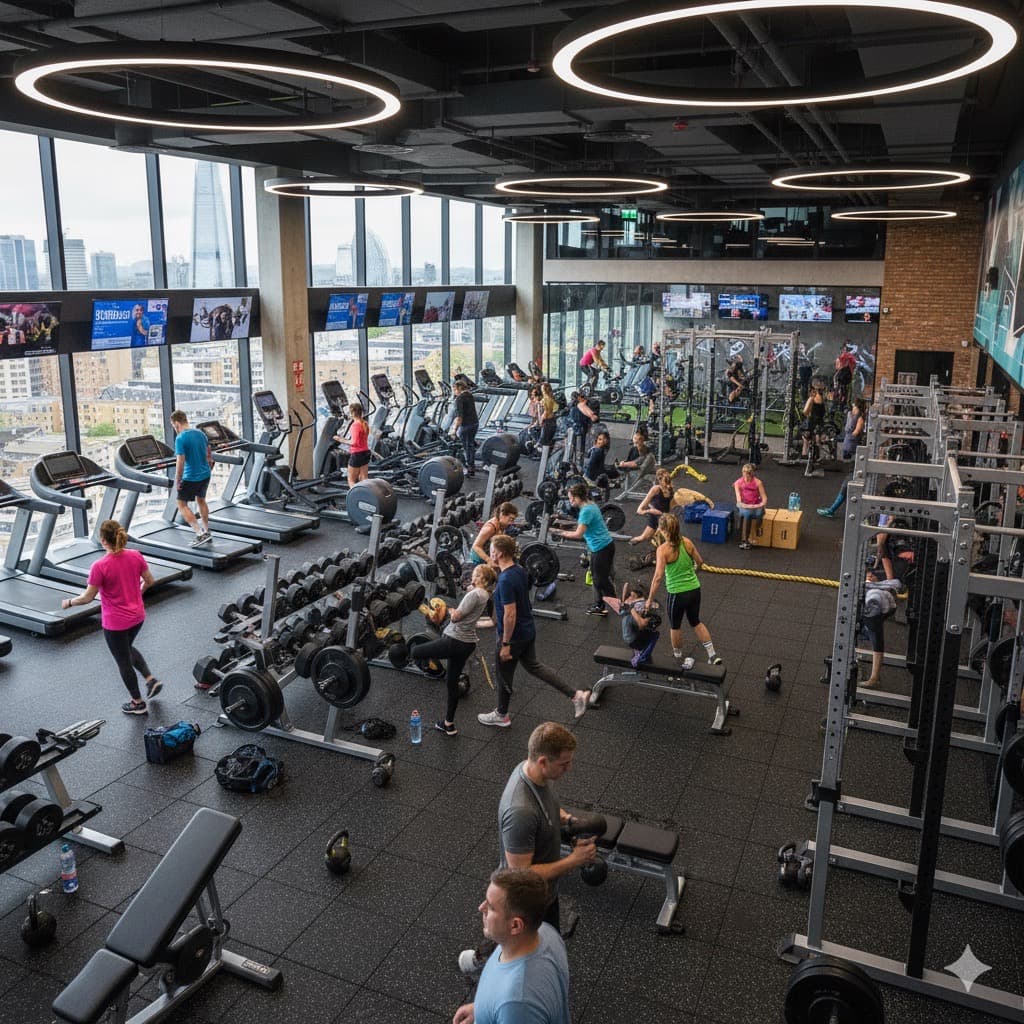Stack of fresh towels in a modern gym locker room