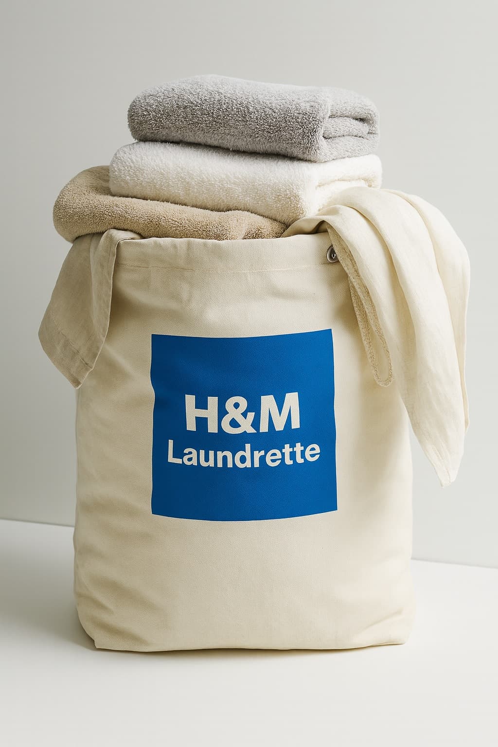 Neatly folded towels in a service wash bag